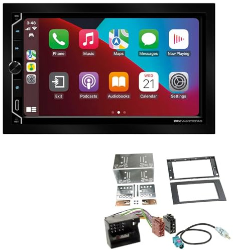 ESX VMX700DAB 2-DIN Autoradio kompatibel mit Wireless Apple CarPlay Android Auto Bluetooth DAB+ passend für Ford Transit 2006-2013 schwarz ohne Canbus