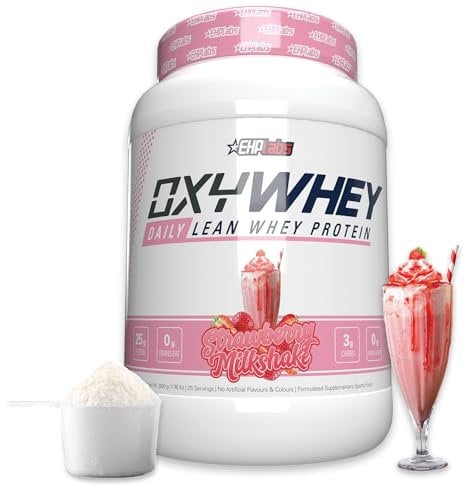 EHP Labs OxyWhey Lean Whey Protein Powder - 25g 100% Pure, Lean, Non-GMO Whey Protein Blend, Post Workout Fitness & Nutritional Shakes, Smoothies, Baking & Cooking - 27 Serves (Strawberry Milkshake)