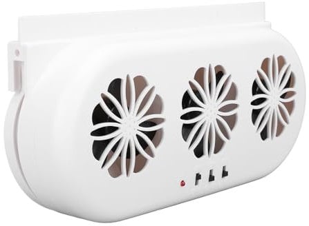 Car Solar Powered Window Exhaust Fan, Car Solar Power Air Vent Radiator Fans, USB Powered Multipurpose Silent Cooling Fan for Car,Office,Home Room (White)