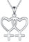 YAFEINI Lesbische Kette Sterling Silber Schwul Lesbisch Symbol LGBT Lesbian Pride Anhänger Halskette für Paare Schmuck Geschenke (A-Lesbische kette)