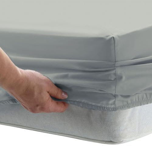 Pizuna Spannbettlaken 100x200cm, 100% Luxus Baumwolle 1000 Fadenzahl Langstapelige Weiche Satinbindung Hotelqualität Atmungsaktiv Elastisch Spannbetttuch bis zu 40cm Matratzenhöhe Silber