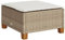 vidaXL Gartenhocker mit Kissen, Sitzhocker mit Stahlrahmen, Fußhocker für Garten Terrasse, Hocker Gartenstuhl Gartenmöbel, Beige Poly Rattan
