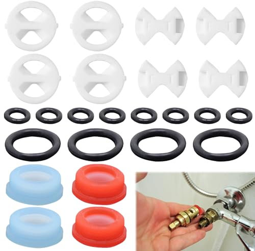 24PCS Tap Washers for Mixer Taps Silicone Tap Washers Kitchen Tap Washers for Mixer Taps Set With Ceramic Discs 1/2 Turn Silicone O Ring Gaskets Washers for Kitchen Sink Leaking Tap Repair