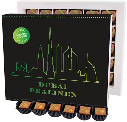 Hallingers Dubai Pralinen XXL - Dubai Style Schokolade Manufaktur Pralinen handmade in Bayern ohne Alkohol aus Edelkakao (Box) - Geschenk im Sommer & als perfektes Grillgeschenk | Geburtstag Gl ckwuns