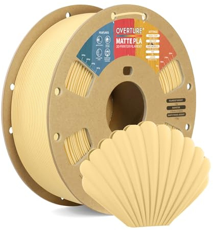 OVERTURE Matte PLA 3D Printer Filament 1.75mm, 1kg Butter Yellow | Frosted Matt Finish Hides Layer Lines, Accuracy +/- 0.02mm, Fit Most FDM Printer (Butter Yellow)