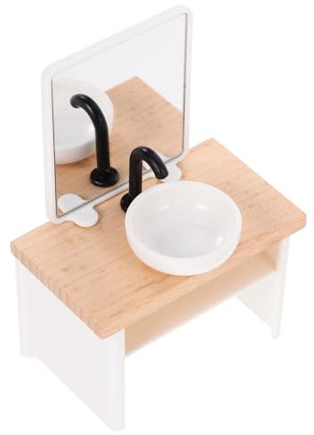 KONTONTY Miniatur-waschbecken Für Puppenhaus Badezimmermöbel Aus Holz Und Kunststoff Mini Dekoration Für Wohndekor Puppenhauszubehör