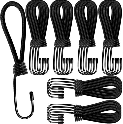 Xpieoyrm 25 Piezas Cuerdas elásticas Cortas con Ganchos, 15cm Gancho Expansor, Cuerda Tensora Elastica, Tensores de Lonas con Ganchos en Espiral para Carpas, Ganchos Elásticos para Carpas
