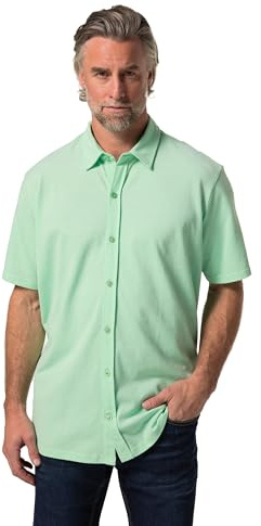 Boston Park Herren große Größen Übergrößen Menswear L-8XL Piqué-Hemd, Halbarm, Kentkragen, Comfort Fit blaugrün 8XL 837882428-8XL