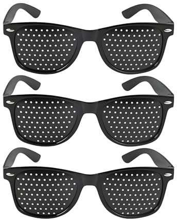 3 Stück Lochbrille,Rasterbrille,Lochbrille Für Augentraining Original,Pinhole Glasses,Rasterbrille Augentraining,Augentrainer Lochbrille,Gitterbrille Mit Faltbaren Bügeln Für Augen-Training