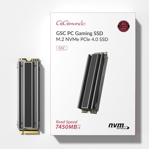 GiGimundo GSC 2TB NVMe M.2 Gaming SSD TLC avec Corps de Refroidissement, Extension de mémoire pour PC de Bureau, jusqu'à 7450MB/s