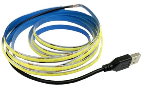 TOPXCDZ 5 V USB COB Led Streifen Licht cool weiß 300 Leds flexible Band DC Nacht Lampe TV Hintergrundbeleuchtung Wohnkultur für Schlafzimmer, Unterschrank, Küche (Cool White, 1M)