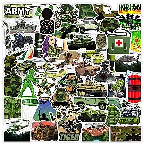 50 Stück Armee-Themen-Aufkleber für Militär-Fans, Vinyl, wasserdicht, Aufkleber-Set für Laptop, Skateboard, Notebook, Wasserflasche, Gepäck, Scrapbook, DIY Kampf & taktische Dekoration Set