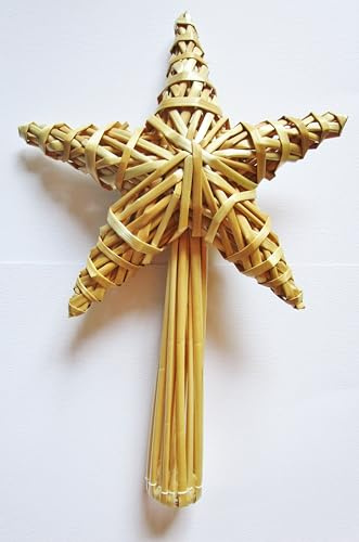 Strohstern Christbaumspitze Stern Baumspitze Weihnachten, Weihnachtsdeko 32 cm hoch