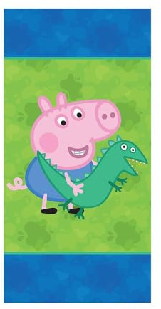 Carbotex Peppa Pig George Dinosaur 100% Cotton Towel for Children, Kids Bathroom, Sport, Beach or Swimming Pool Soft Touch Bathroom Towel 140x70cm Blue/Green (PP242005-R)