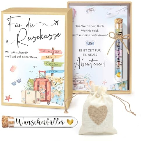 VOSSOT Reisegutschein Geschenkbox Verpackung Wunscherfüller Geldgeschenk Reisekasse Geschenk Reisekasse Geldgeschenk Ideal als Geschenk für Ruhestand Hochzeiten Geburtstage Reisen oder Schulabschlüsse