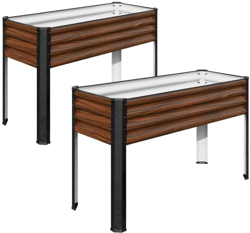 SnugNiture Raised Garden Bed with Legs, 48×18×32in, 2 Pack, Brown