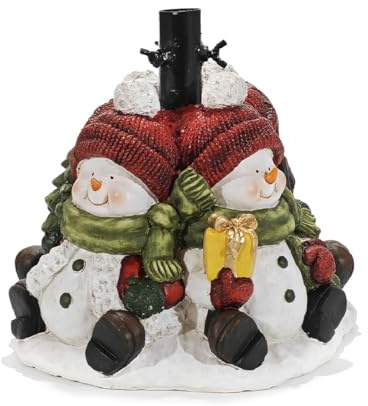 COSE DA CASA Base per Albero di Natale con Pupazzi di Neve e Pacco Regali Decorativo Supporto Natalizio Stabile in Resina Porta Albero per Decorazioni Natalizie