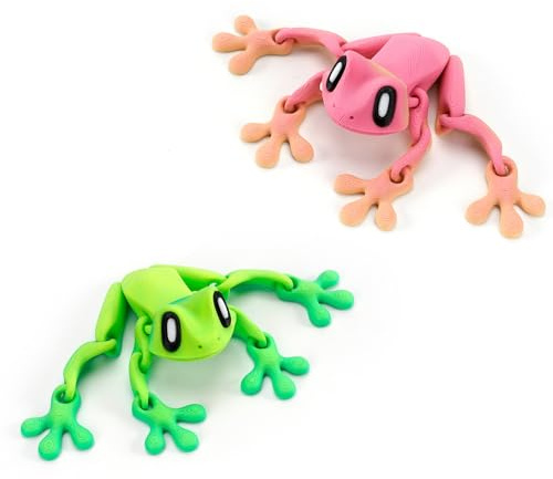 3D Printed Magnetic Frog, Funny Frog Fridge Magnet, Magnet Frogs Toy with Movable Joints, Cartoon Magnets 3D Printed Frog for Home Decor (2Pcs)