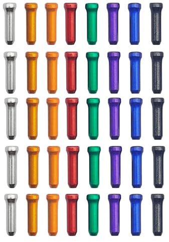 40 PCS Multicolor Aluminum Alloy Bike Cable End Caps, Brake and Gear Wire Crimps for Road, Mountain & Folding Bicycles, 8 Colors