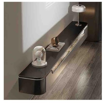YANGJINGOZ-2025 Media Unit 94.5 Floating TV Unit, Modern Luxury Wall Mounted Stand with Water Ripples Glass Decoration, Large Storage Cabinet TV Stand with Storage
