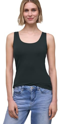 Street One Basic Top mit Rundhals aus Jersey deep Bound Green 36