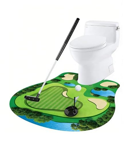 Générique Jeu de Golf de Toilette, Set Complet avec Club, Balles, Tapis de Parcours, Drapeau et Panneau Ne Pas Déranger, Cadeau Amusant pour Hommes