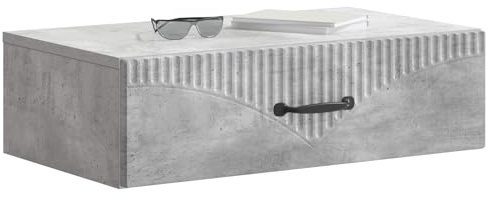 vidaXL Wandmontierter Beistelltisch Betongrau 59 x 34,5 x 17 cm, Moderner Wohnbereich, rechteckiger Tisch, Wandmontage, schicke Aufbewahrung, platzsparend, funktionales Möbel