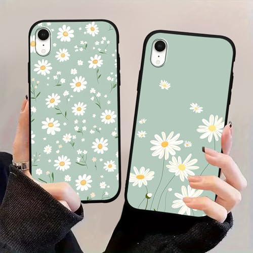 Yoedge 2 Pack Aesthetics Spring Green Phone Cases for iPhone XR 6.1'', Beauty Daisies Flowers Pattern Shockproof Soft Protective Cover for Women Girls Phone Cover Fundas Cute Floral