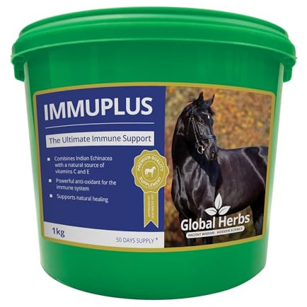 Global Herbs ImmuPlus for Horses Immune System & Recovery Support Herbal Supplement