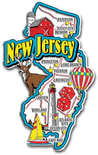 New Jersey Jumbo State Magnet by Classic Magnets, Collectible Souvenirs Made in the USA