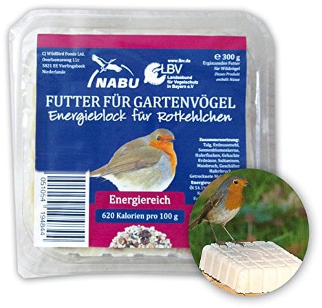 CJ Wildlife 103540715 Energieblock für Rotkelchen und andere Wildvögel mit Mehlwürmer 300 g - empfohlen vom NABU und dem LBV