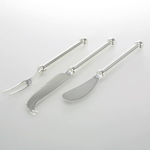 Set di 3 posate da frutta placcate argento con forchetta da frutta, coltello da frutta con lama ondulata