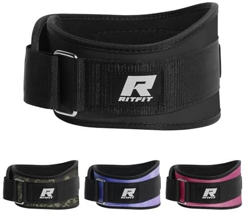 RitFit Weight Lifting Belt - Firm & Comfortable Lumbar Support with Back Injury Protection - 6 Inch Black (S(55-73CM))
