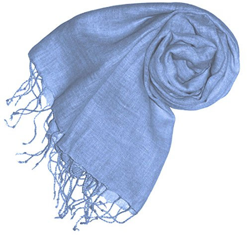 Lorenzo Cana Damenschal Leinenschal 100% Leinen 70 x 180 cm Tuch Naturfaser Trendfarbe Hellblau 93304