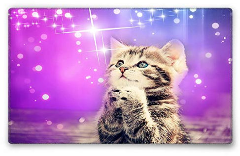 Silent Monsters Mauspad 240 x 200 mm Stoff Mousepad Katze - Vernähter Rand, rutschfest & leise, für Gaming Büro Office Homeoffice - 24 x 20 cm Mouse Pad Mat - Mausunterlage klein f alle Maus Arten