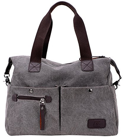 PB-SOAR Unisex Vintage Canvas Shopper Schultertasche Umhängetasche Handtasche Reisetasche (Grau)