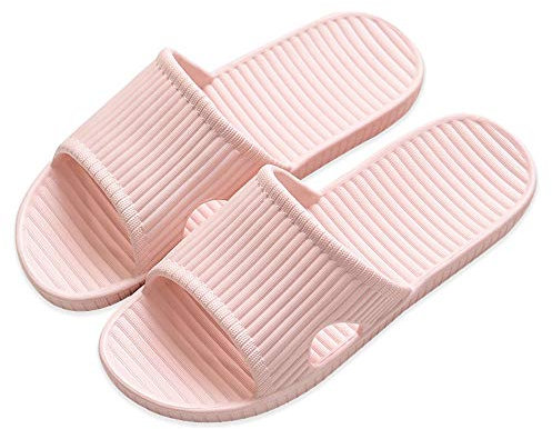 APIKA Frauen Und Männer Anti-Rutsch-Hausschuhe Innengebrauch Im Freien Bad Sandale Soft Foam Sole Pool Schuhe Haus Heim Rutsche(Rosa,38/39 EU)