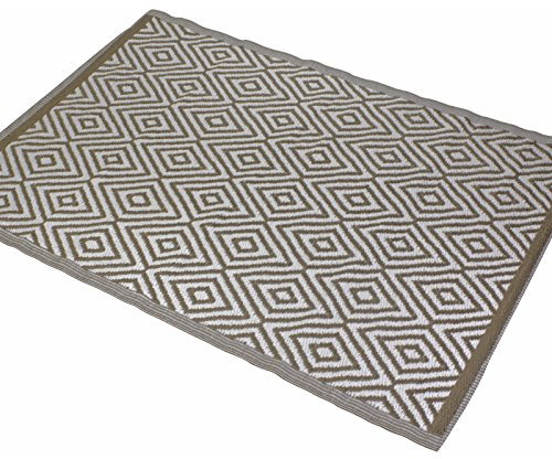JEMIDI XL XXL Outdoor Außen Terrassen Teppich Terrassentepiche Outdoorteppich Balkonteppich Matte Dekoteppich Außenbereich für draußen Außen Witterungsbeständig Eckig 150x210cm Raute Beige