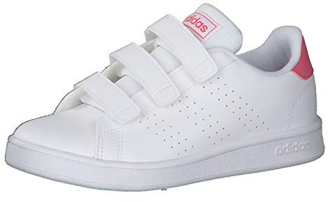 adidas Advantage C, Unisex Kid's Tennis Shoes, White (Ftw Bla/Rosrea/Ftw Bla 000), 1 UK (33 EU)