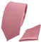 TigerTie - schmale Designer Krawatte Einstecktuch in rosa altrosa einfarbig uni
