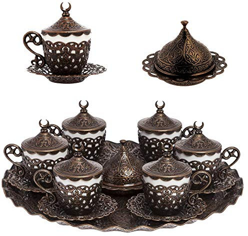 Alisveristime Juego de 27 tazas de café expreso turco, griego, árabe (Gelincik) (cobre)