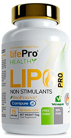 Life Pro Lipopro Suplemento Quemagrasas 90 Cápsulas | Pastillas Quemagrasas Efectivas con L-carnitina y N-acetil Cisteína, Lipotrópico Efectivo, Acelera el Metabolismo
