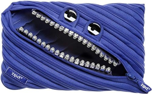 ZIPIT Grillz Federmäppchen für Jungen | Extra Großes Mäppchen für die Schule | Monster Etui für Kinder | Federmappe Blau