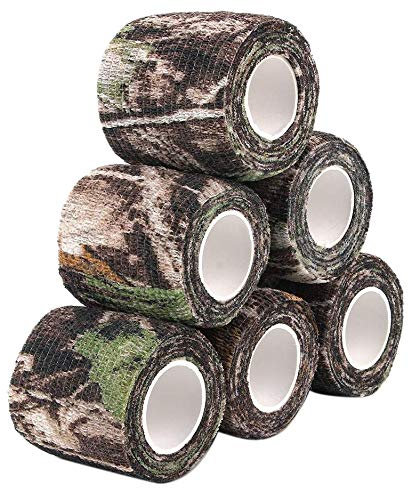 Bestlymood Ruban de Camouflage à 6 Rouleaux, éTendre la PortéE, Bande Auto-AdhéSive de Bandage Extensible de Camouflage pour Le TéLescope de VéLo de Chasse de Camping