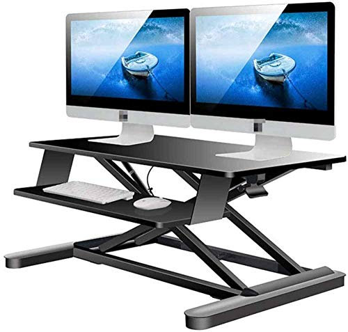 WSJYP Height-adjustable standing desk, converter Sit Stand Dual Monitor and laptop riser workstation Ergonomic table,One Size-black