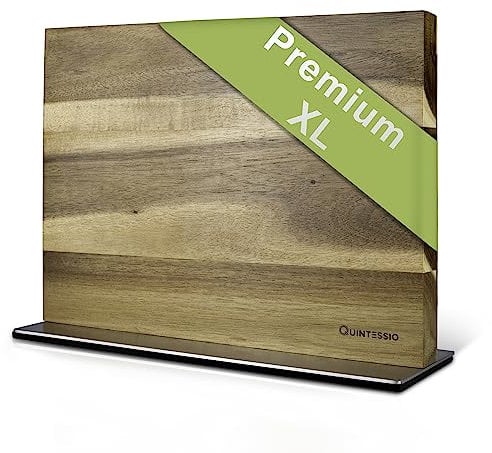 QUINTESSIO - XL Porte couteaux aimanté - bloc à couteaux magnétique des deux côtés - porte-couteaux magnétique - support couteau de cuisine - bloc à couteaux cuisine vides en bois - Acacia