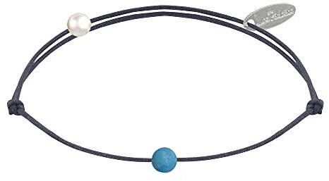 LES POULETTES BIJOUX - Armband Link Kleine Perle der Türkis - Grau