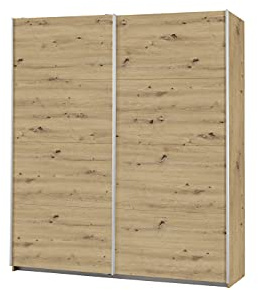 Rauch Möbel Caracas, Schwebetürenschrank, Eiche Artisan, Breite 181 cm | Kleiderschrank mit Schwebetüren, Schiebetüren, 2-türig, für Schlafzimmer, Kinderzimmer, Wohnzimmer, Gästezimmer, Garderobe