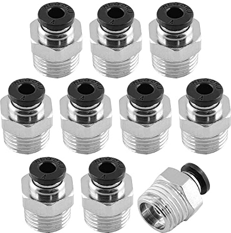 Qjaiune 10 Stück männlich gerade Push to Connect Fittings 4 mm Rohr OD x 1/4 Zoll NPT Gewinde, Air Push Connect Tool pneumatische Schlaucharmaturen
