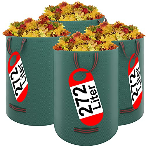 REXOO Gartensack Gartenabfallsack Laubsack Garten Laub Abfall Sack Rasensack Faltbar 272 Liter (4er Pack)